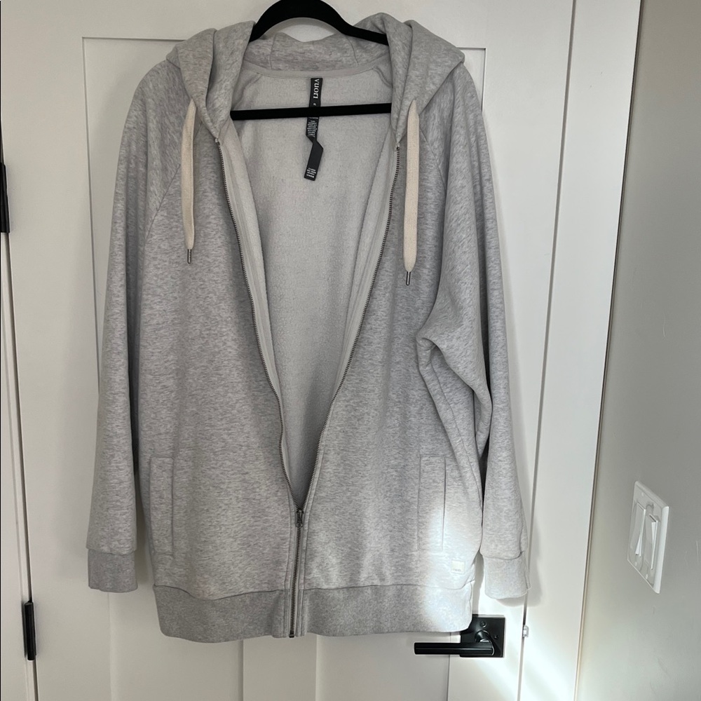 Vuori Restore Light Gray Full-Zip Hooded Sweatshirt